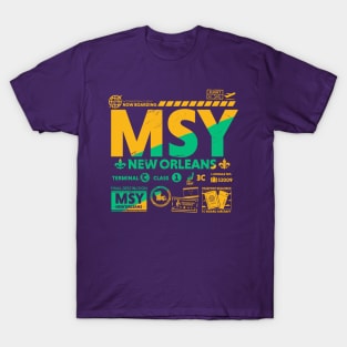 Vintage New Orleans MSY Airport Code Travel Day Retro Travel Tag T-Shirt